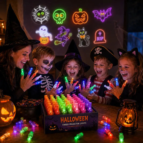 👻 Halloween Finger Projector Rings – LED Party Favors for Kids🎃