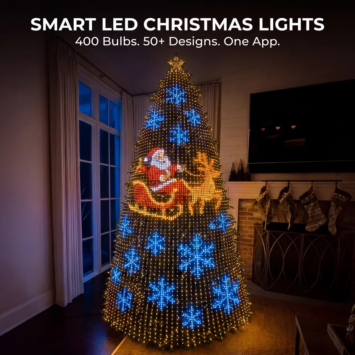 🎄✨Christmas LED House Net & Smart Outdoor Wall Curtain Light & Christmas Tree Lights