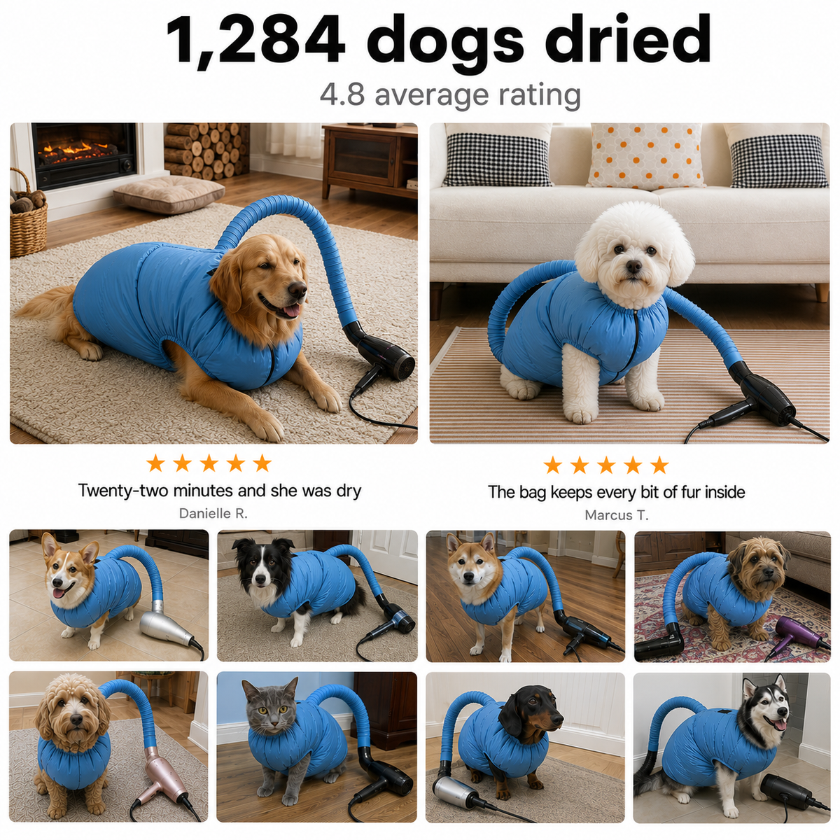 Drying Bag – Quick Dry Pet Hair Drying Suit for Small, Medium & Large Dogs and Cats