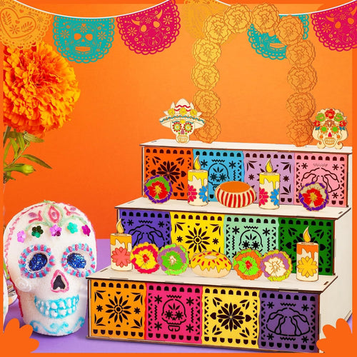 Zavenastore Elegant Day of the Dead Ofrenda Altar Wooden Shadow Box