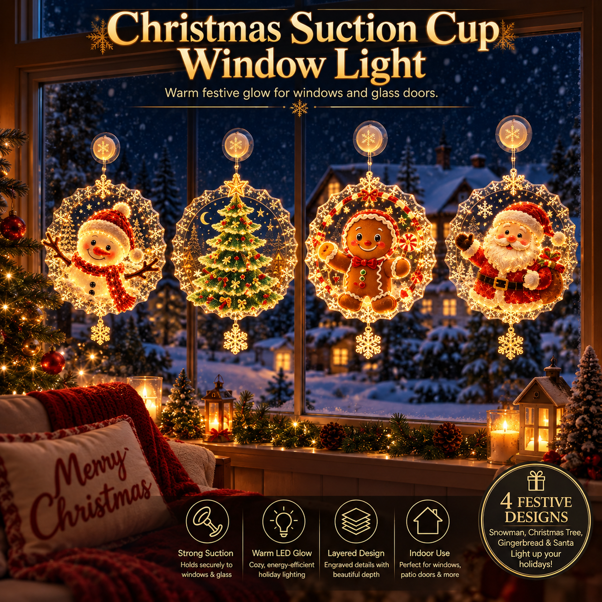 ZavenastoreTM⭐ Christmas Suction Cup Window Light