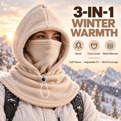3-in-1 Winter Fleece Balaclava Hood - Warm Face, Ear & Neck Cover