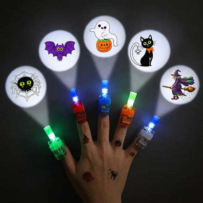 👻 Halloween Finger Projector Rings – LED Party Favors for Kids🎃