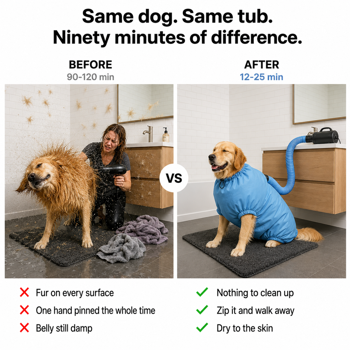 Drying Bag – Quick Dry Pet Hair Drying Suit for Small, Medium & Large Dogs and Cats