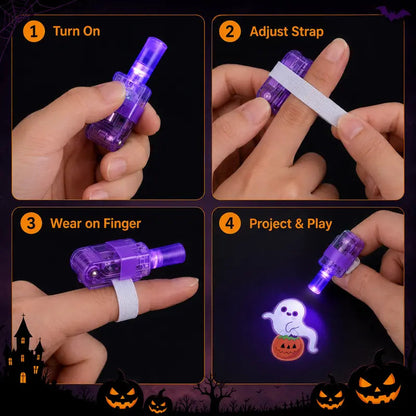 👻 Halloween Finger Projector Rings – LED Party Favors for Kids🎃
