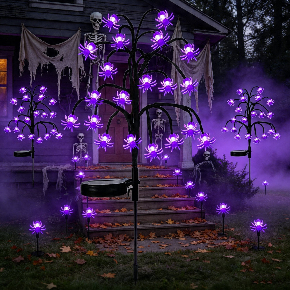 🎃Halloween Solar Pumpkin Spider Stake Lights, Auto On Off Waterproof Outdoor Pathway Lights For Yard Lawn Garden Decor