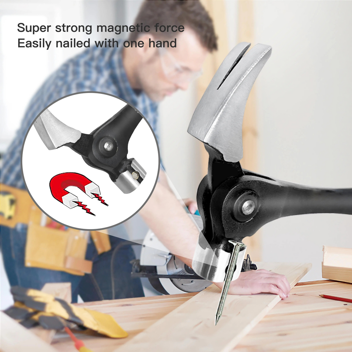 16 oz Claw Hammer with Magnetic Nail Starter and Rip Claw, 1-4 Pcs