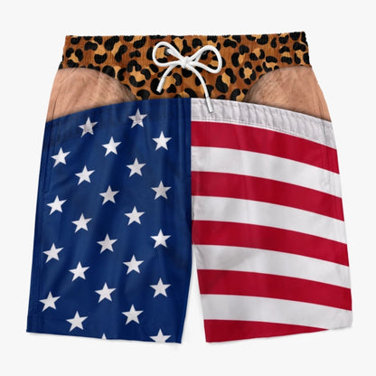 🔥 50% OFF🎁Funny Patriotic Men’s Swim Trunks – Personalized Wide Load Beach Shorts