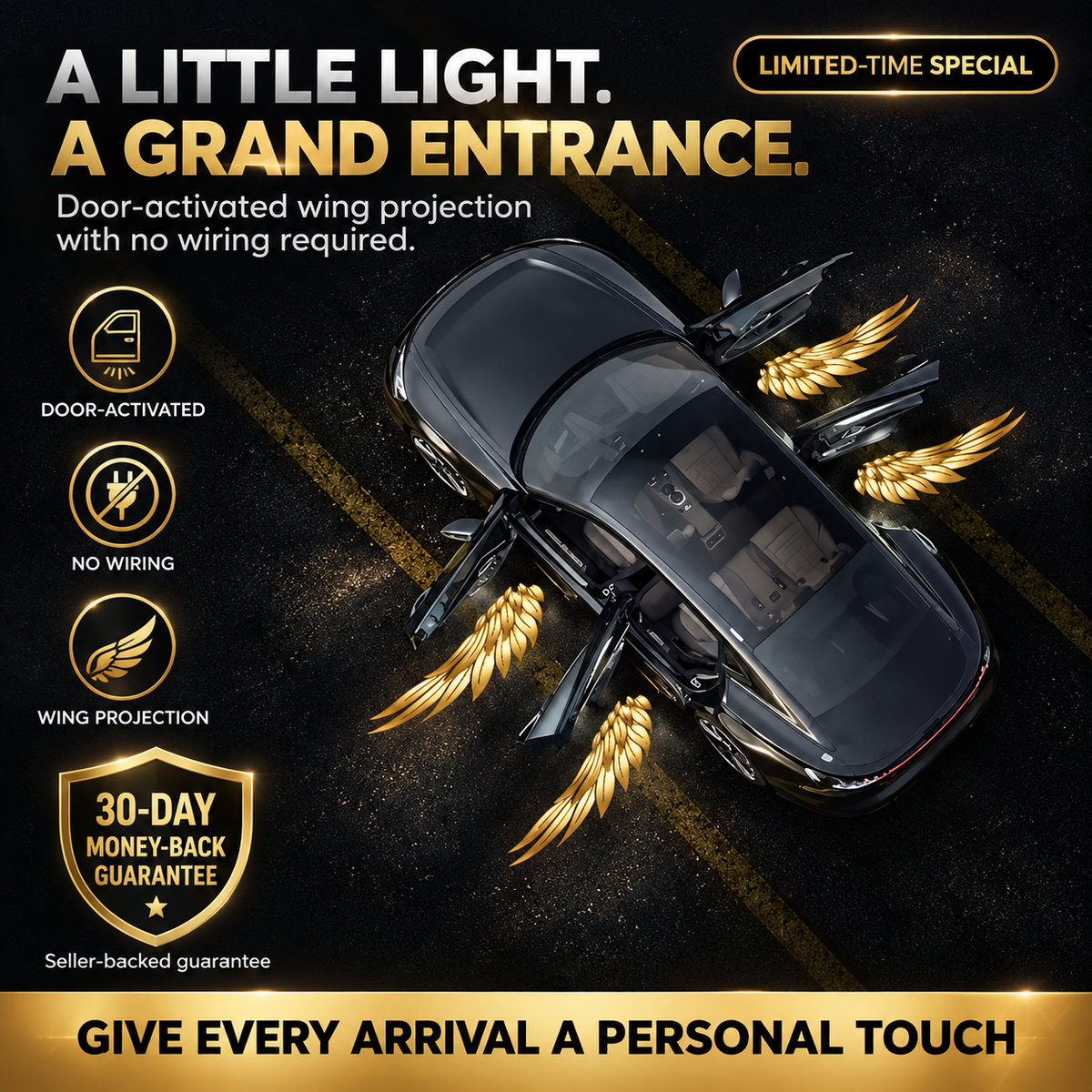🎄 BUY 1 GET 1 FREE 🎁 Guardian Wings™ – Christmas Angel Wing Car Door Projector Lights (2-Pack) ✨