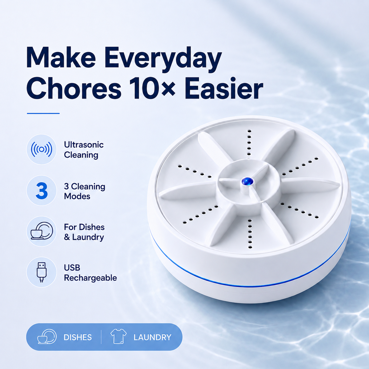 Portable Ultrasonic Washer for Dishes & Laundry