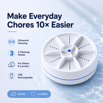 Portable Ultrasonic Washer for Dishes & Laundry