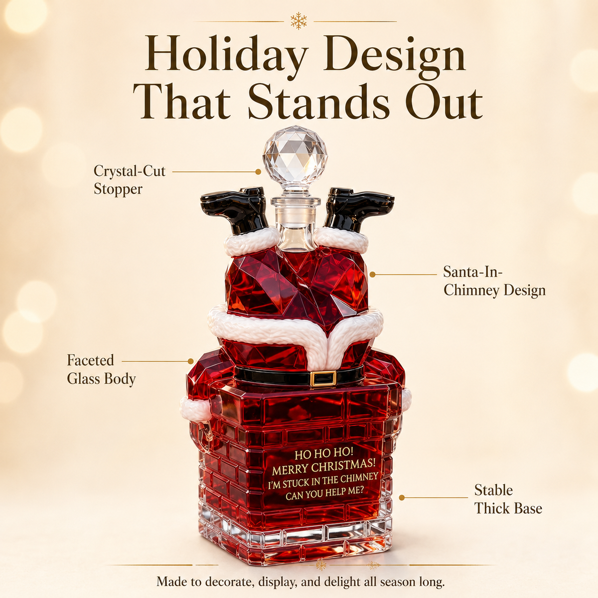 ZavenastoreTM⭐Santa Stuck in Chimney Decanter Whiskey Bottle