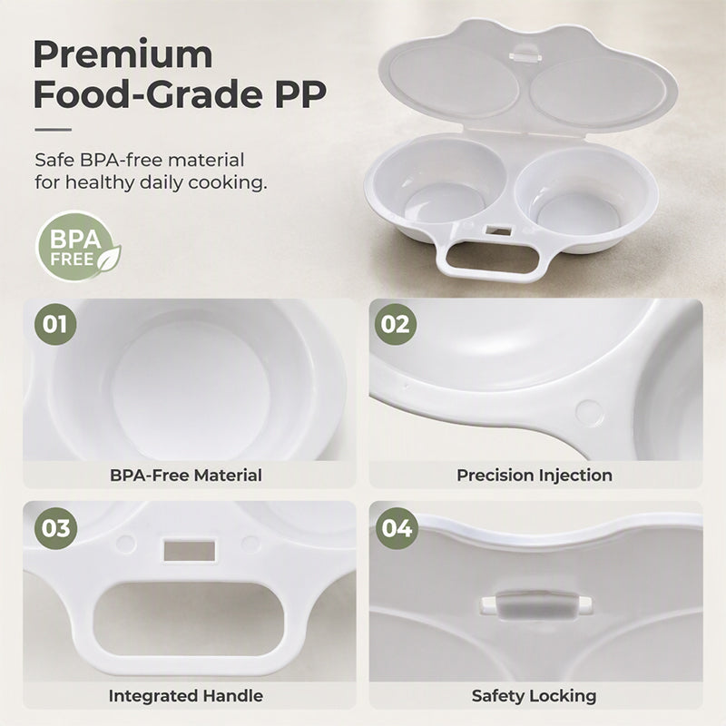 Microwave Egg Poacher——Dual‐cavity, non‐stick & easy clean