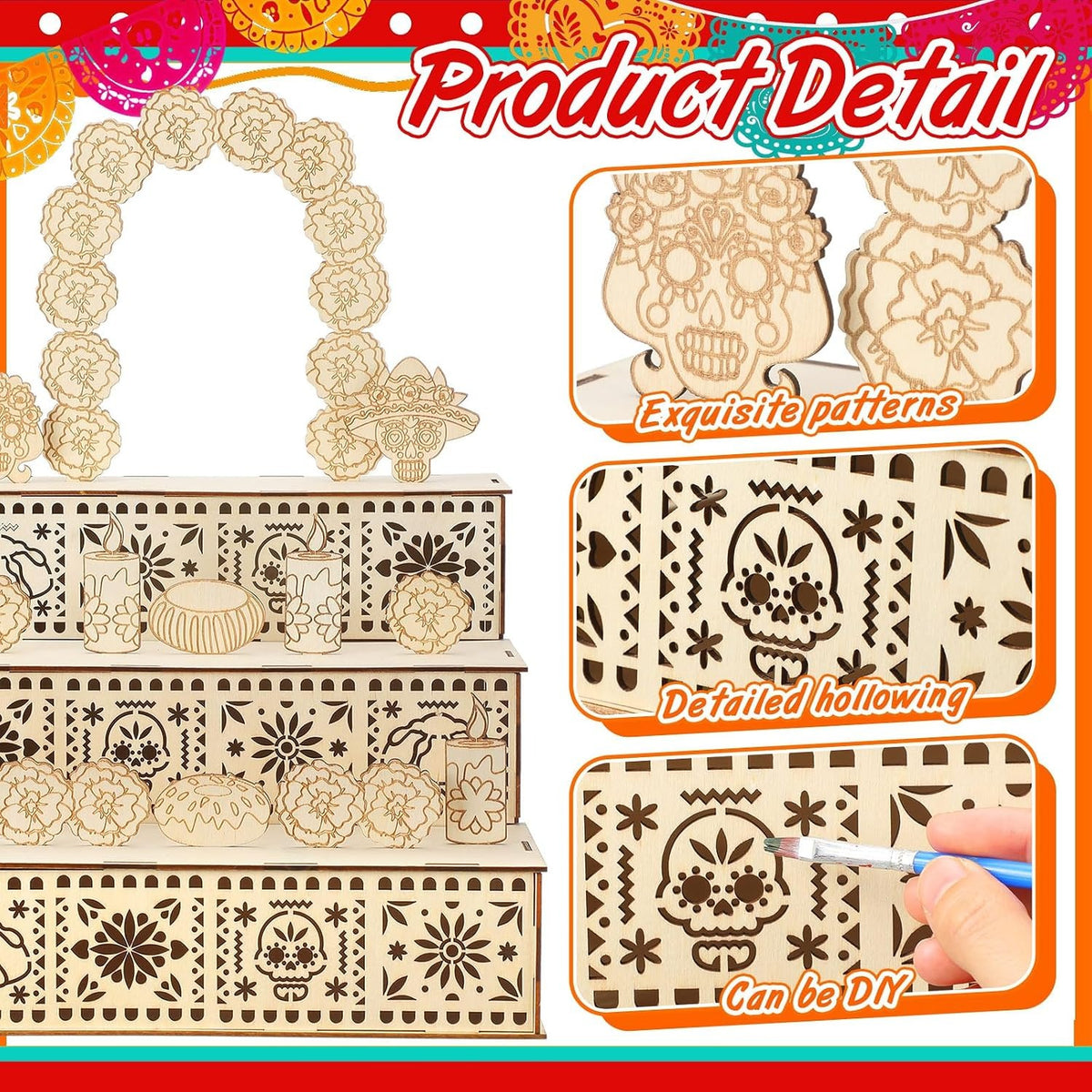 Zavenastore Elegant Day of the Dead Ofrenda Altar Wooden Shadow Box