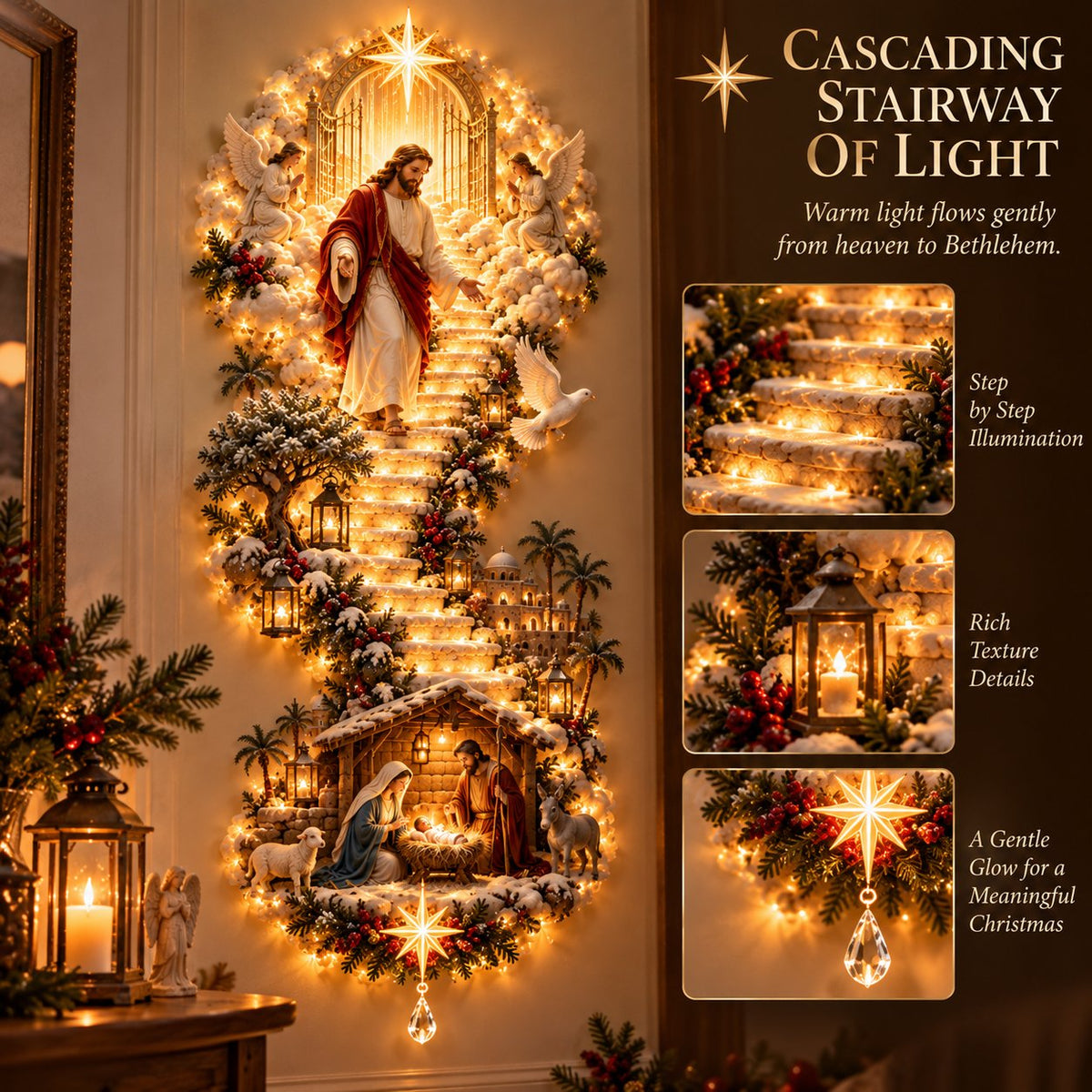 Jesus Light of Heaven Christmas Wall Hanging✝️