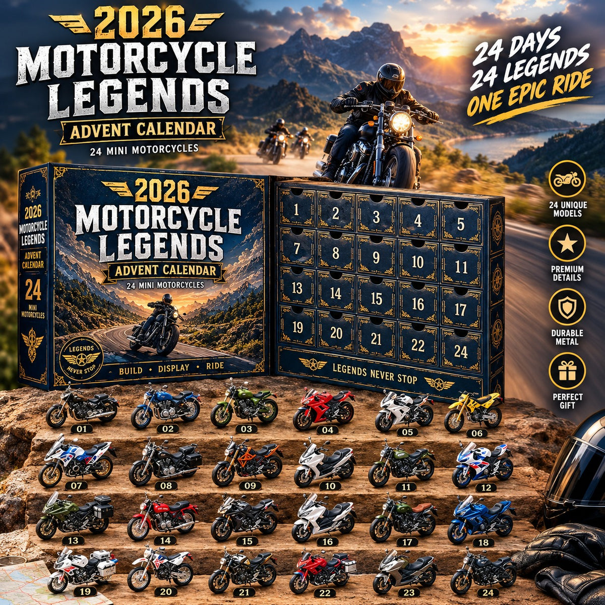 2026 Motorcycle & Classic American Cars Advent Calendar