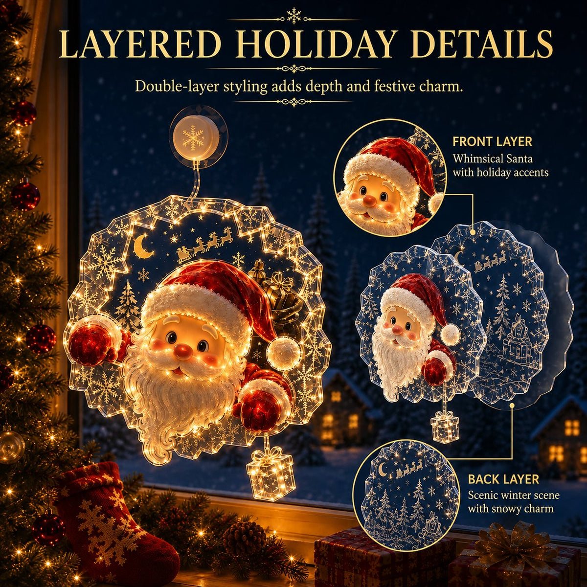 ZavenastoreTM⭐ Christmas Suction Cup Window Light