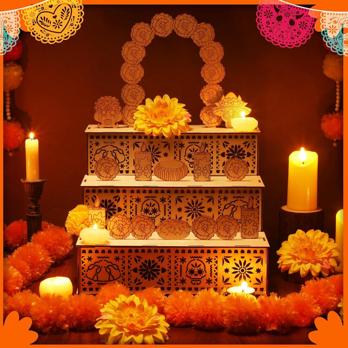 Zavenastore Elegant Day of the Dead Ofrenda Altar Wooden Shadow Box