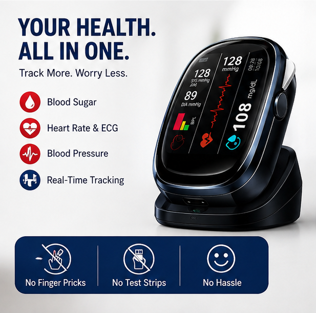 Non-Invasive Smart Blood Sugar Tracking Device 99.9% Accuracy