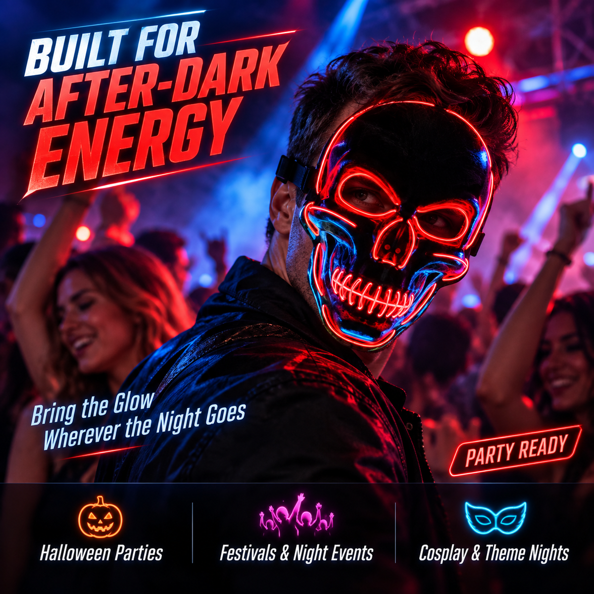 Halloween Cold Light Line Skull Luminous Mask