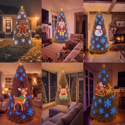 🎄✨Christmas LED House Net & Smart Outdoor Wall Curtain Light & Christmas Tree Lights