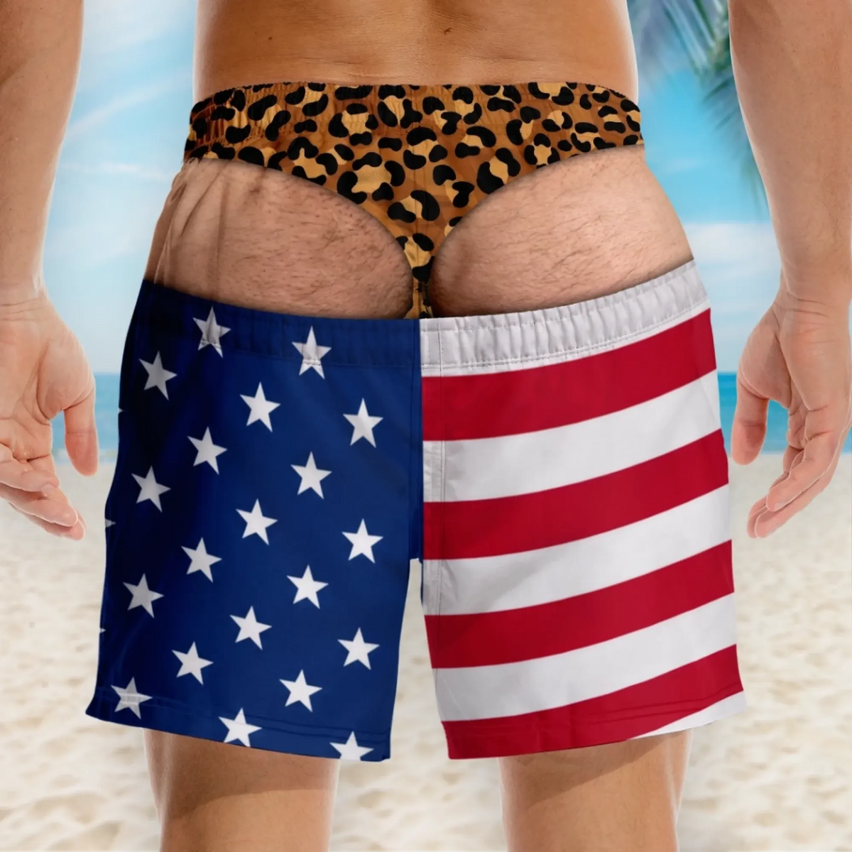 🔥 50% OFF🎁Funny Patriotic Men’s Swim Trunks – Personalized Wide Load Beach Shorts
