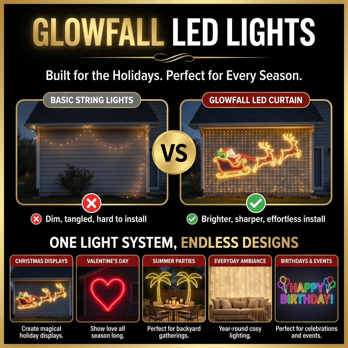 LED Halloween&Christmas Curtain Lights