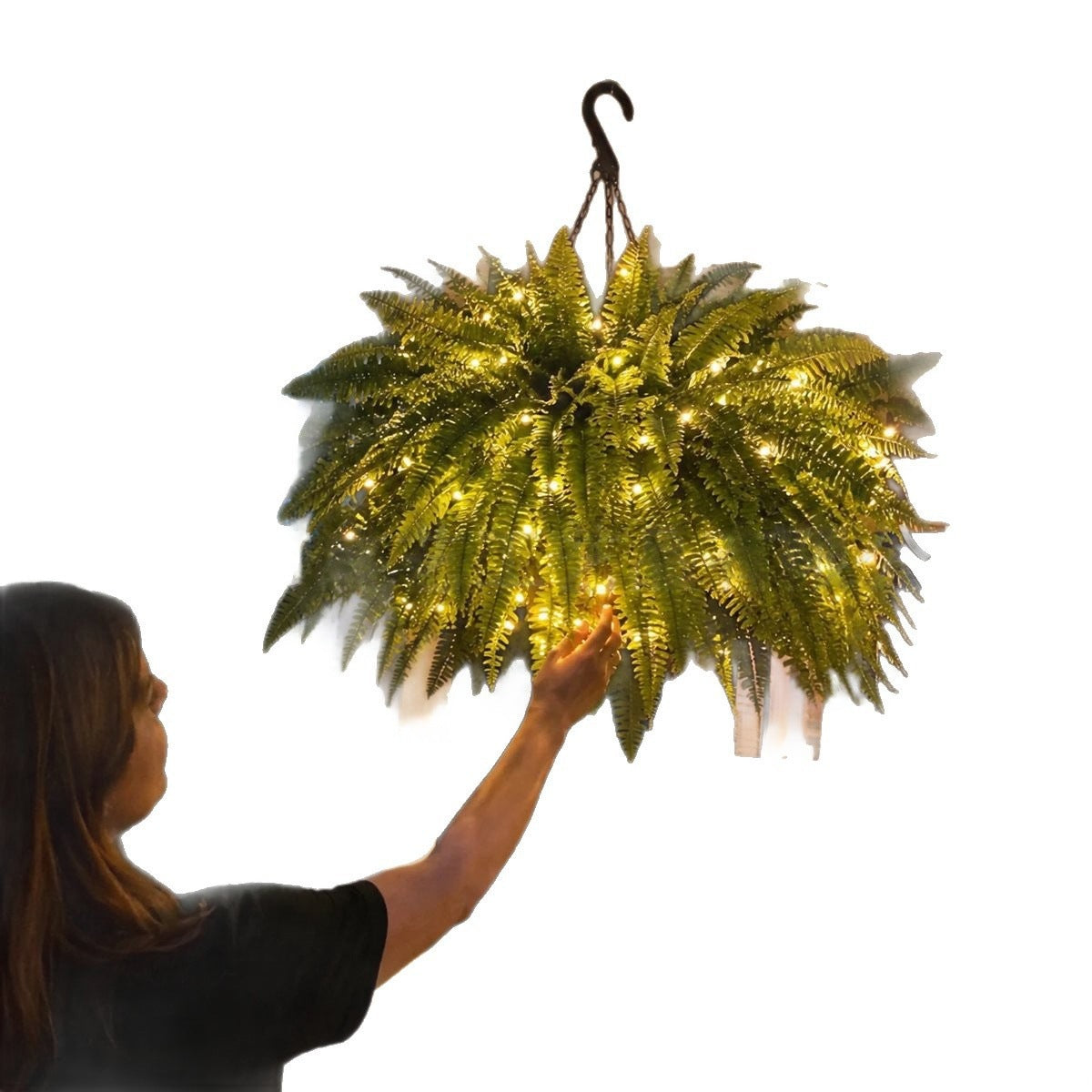 💛Glowing Boston Ferns with Lights – 🌿 Zero Watering, Zero Maintenance