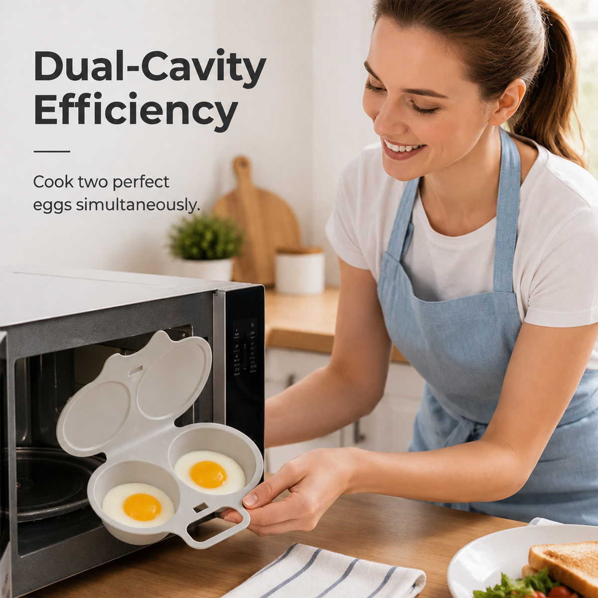 Microwave Egg Poacher——Dual‐cavity, non‐stick & easy clean