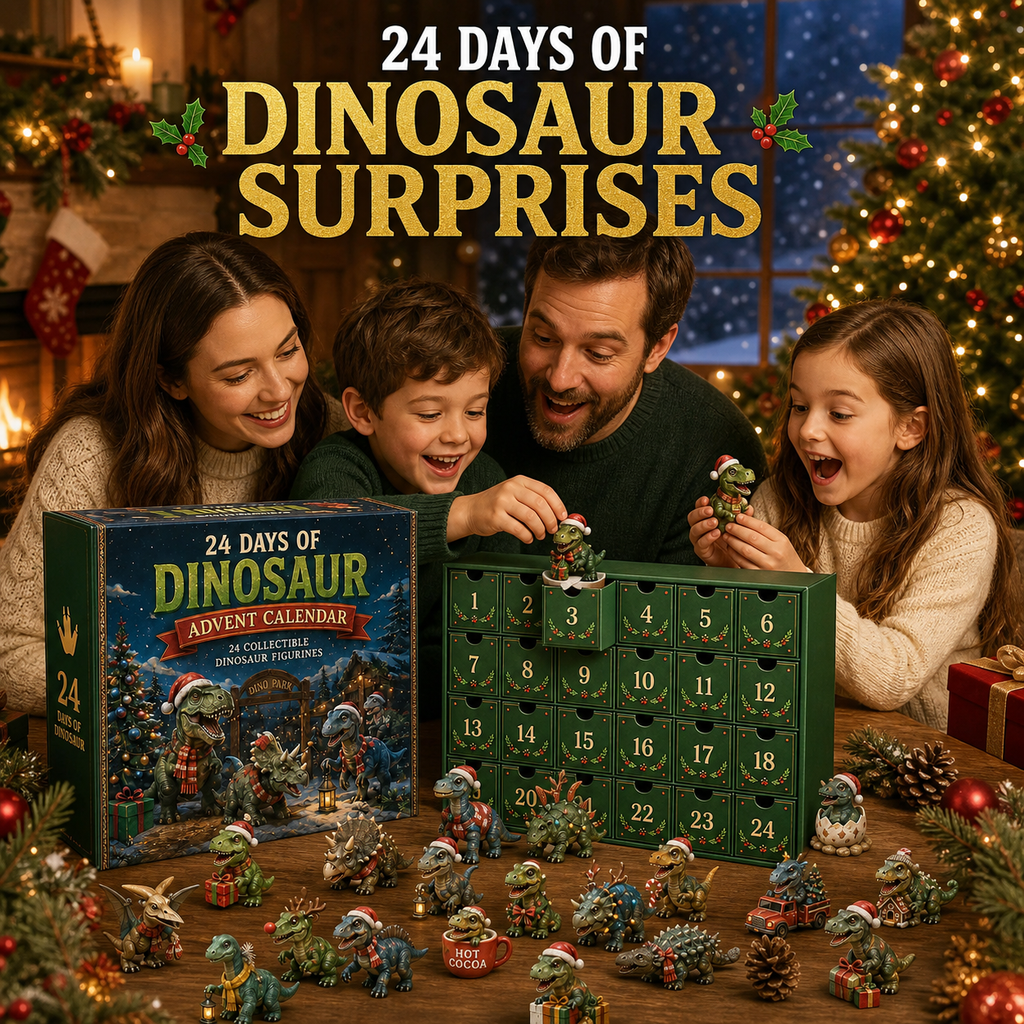 🦖 24 Days of Dinosaur Christmas Advent Calendar – 24 Collectible Dino Figurines & Holiday Surprises