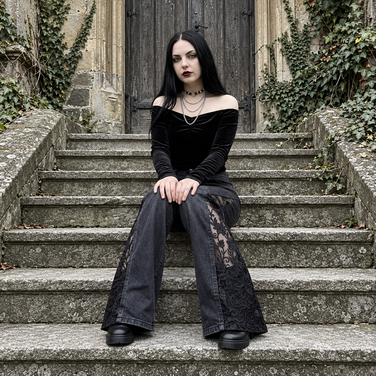 La Flor Oscura Lace Jeans