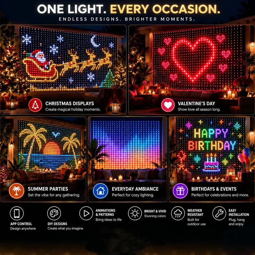 🎄✨Christmas LED House Net & Smart Outdoor Wall Curtain Light & Christmas Tree Lights