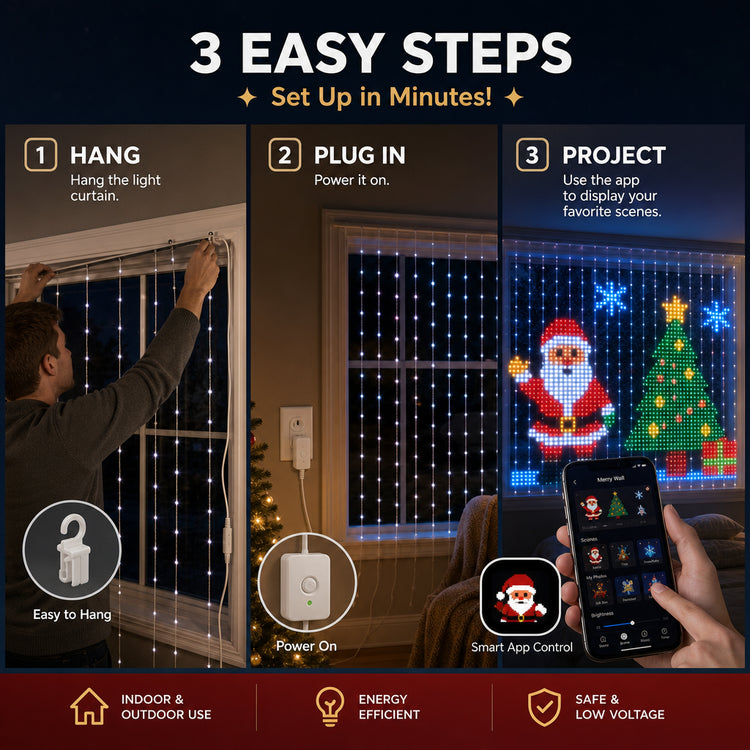 🎄✨Christmas LED House Net & Smart Outdoor Wall Curtain Light & Christmas Tree Lights