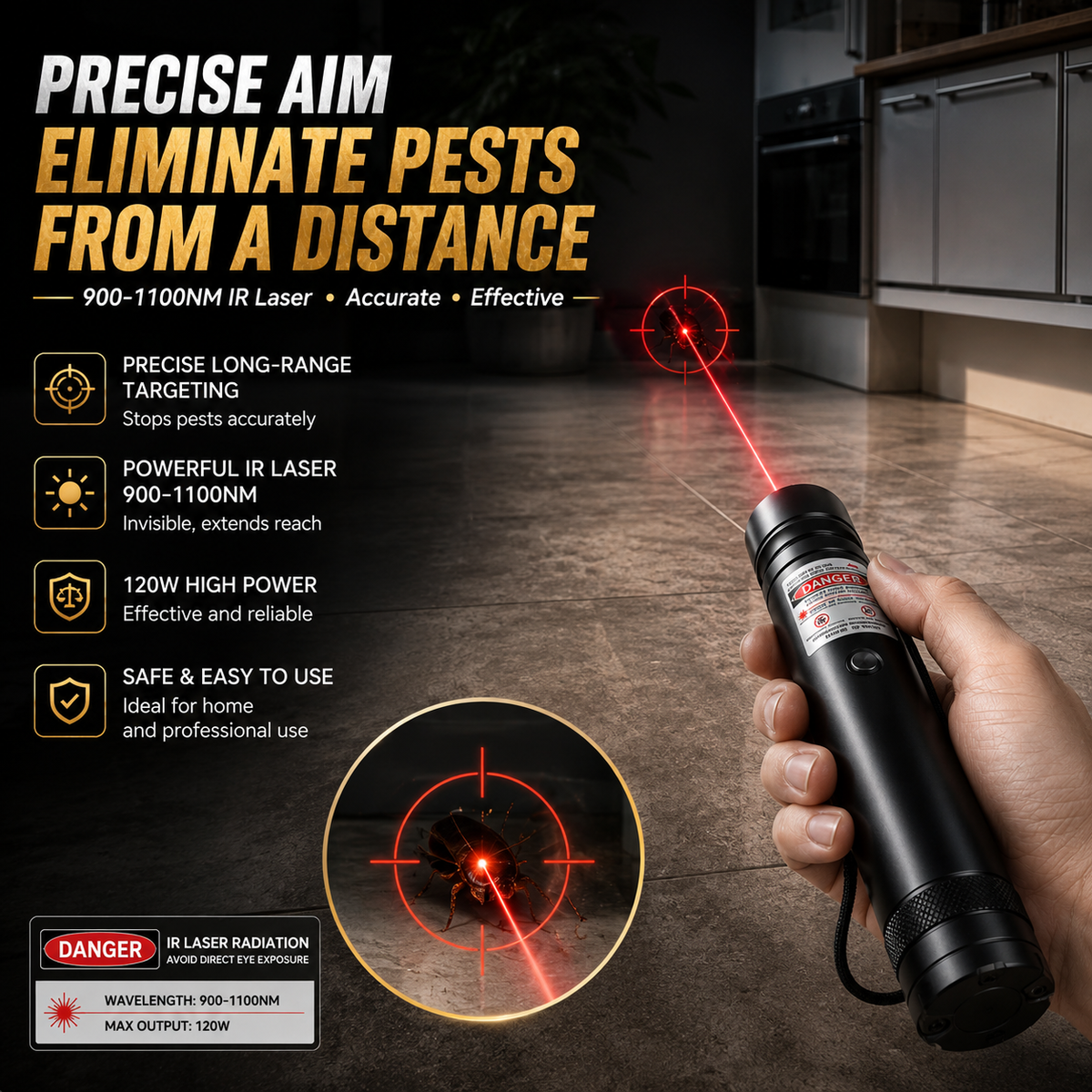 ⚡🔦2026 New Design 120W 900-1100NM Powerful IR Laser Pointer,Professional Tactical & Optical Grade