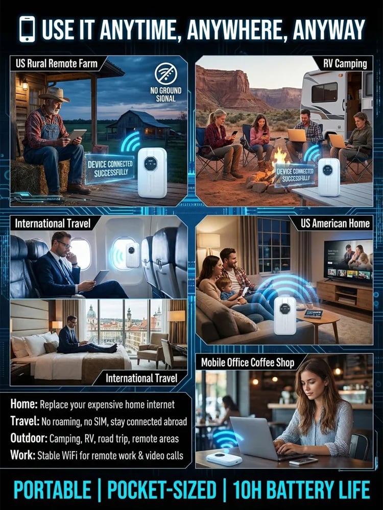 [Global Coverage, Lifetime Free]Unlimited Portable Wi-Fi