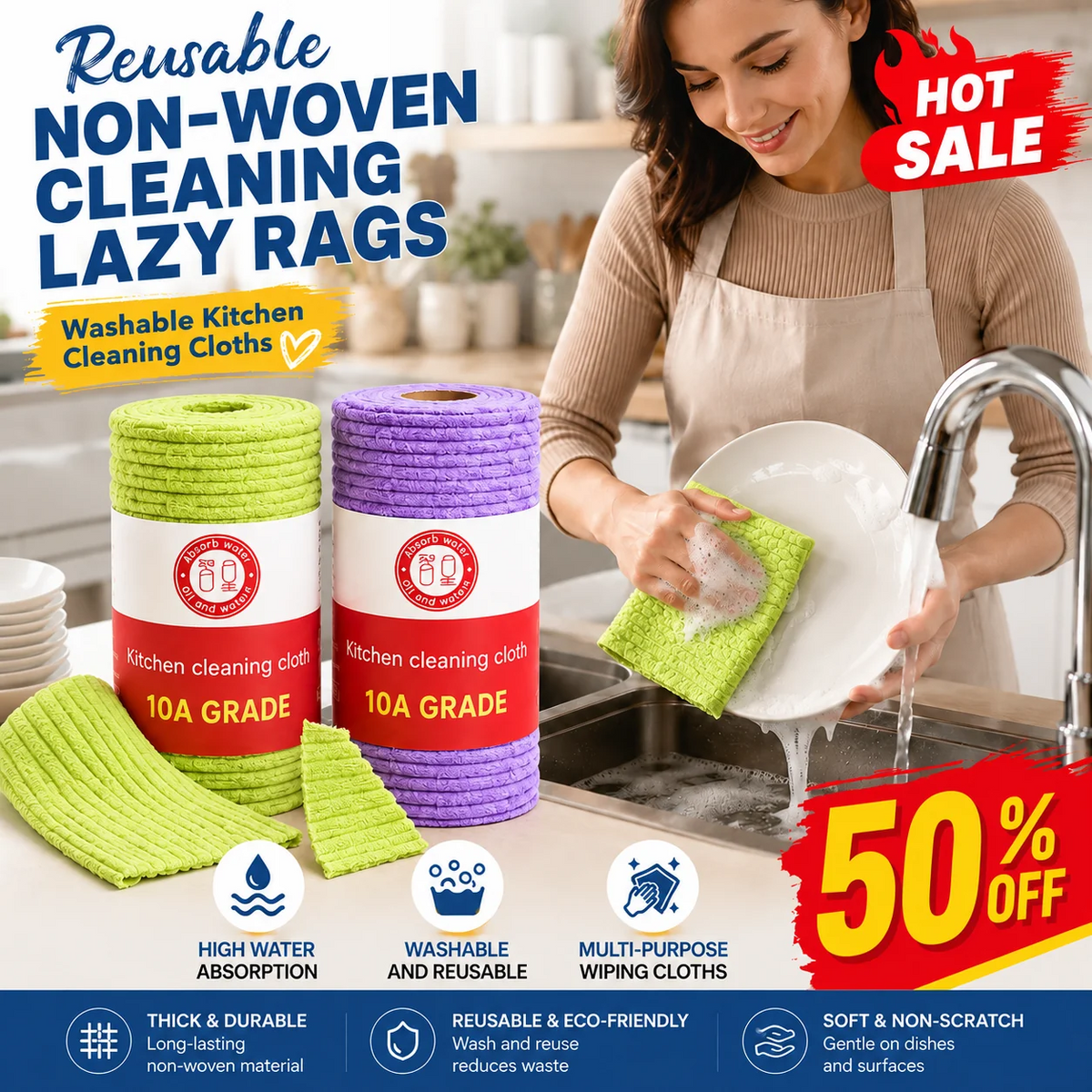 🚨 BUY 1 GET 1 FREE 🚨 First 50 Customers Only! ⏰ Premium Bamboo Fiber Microfiber Cloths – Tear-Off Design & Antibacterial Protection