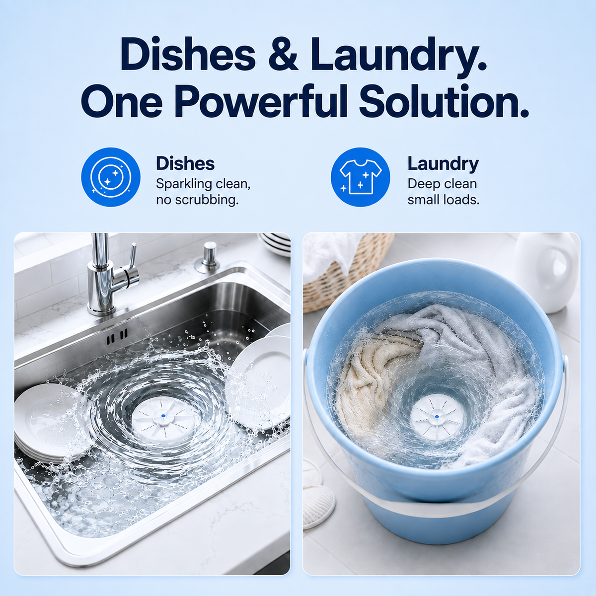 Portable Ultrasonic Washer for Dishes & Laundry