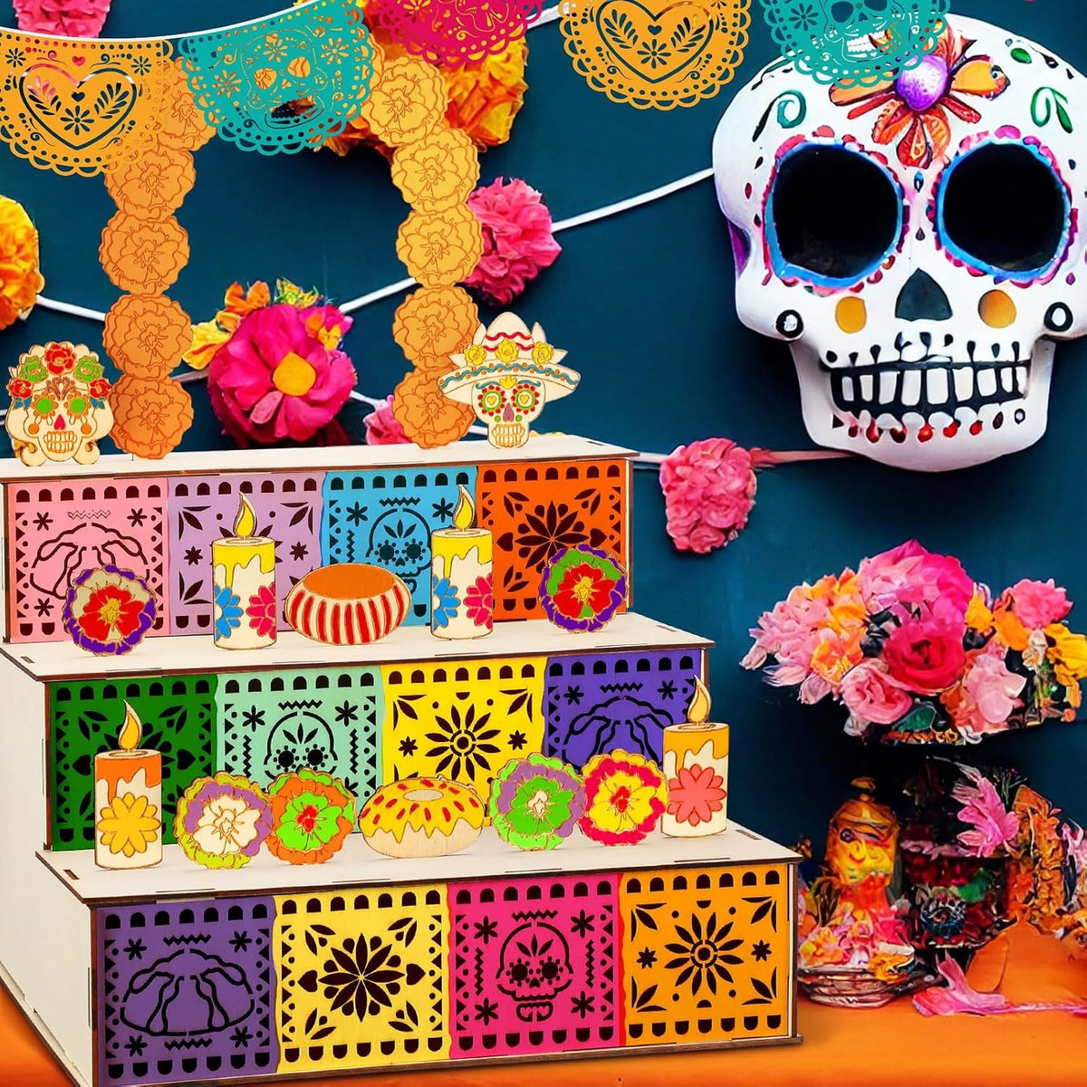 Zavenastore Elegant Day of the Dead Ofrenda Altar Wooden Shadow Box
