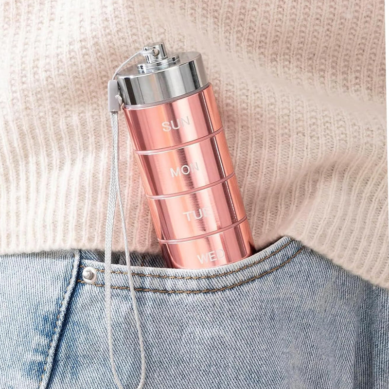 7-Day Waterproof Portable Aluminum Pill Organizer